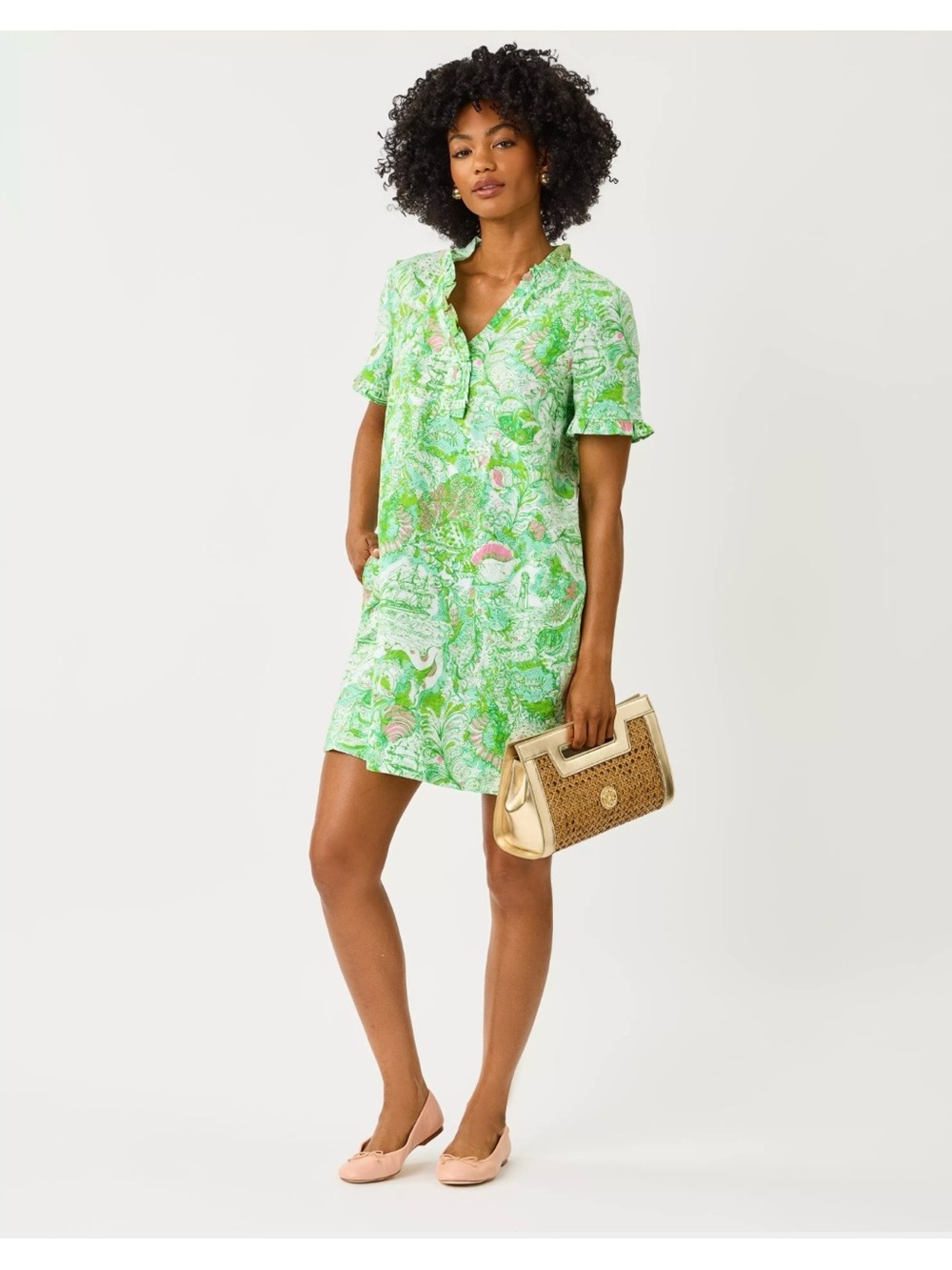 Lilly Pulitzer Scarlette Linen Dress NWT Green Pink Resort White sz 4